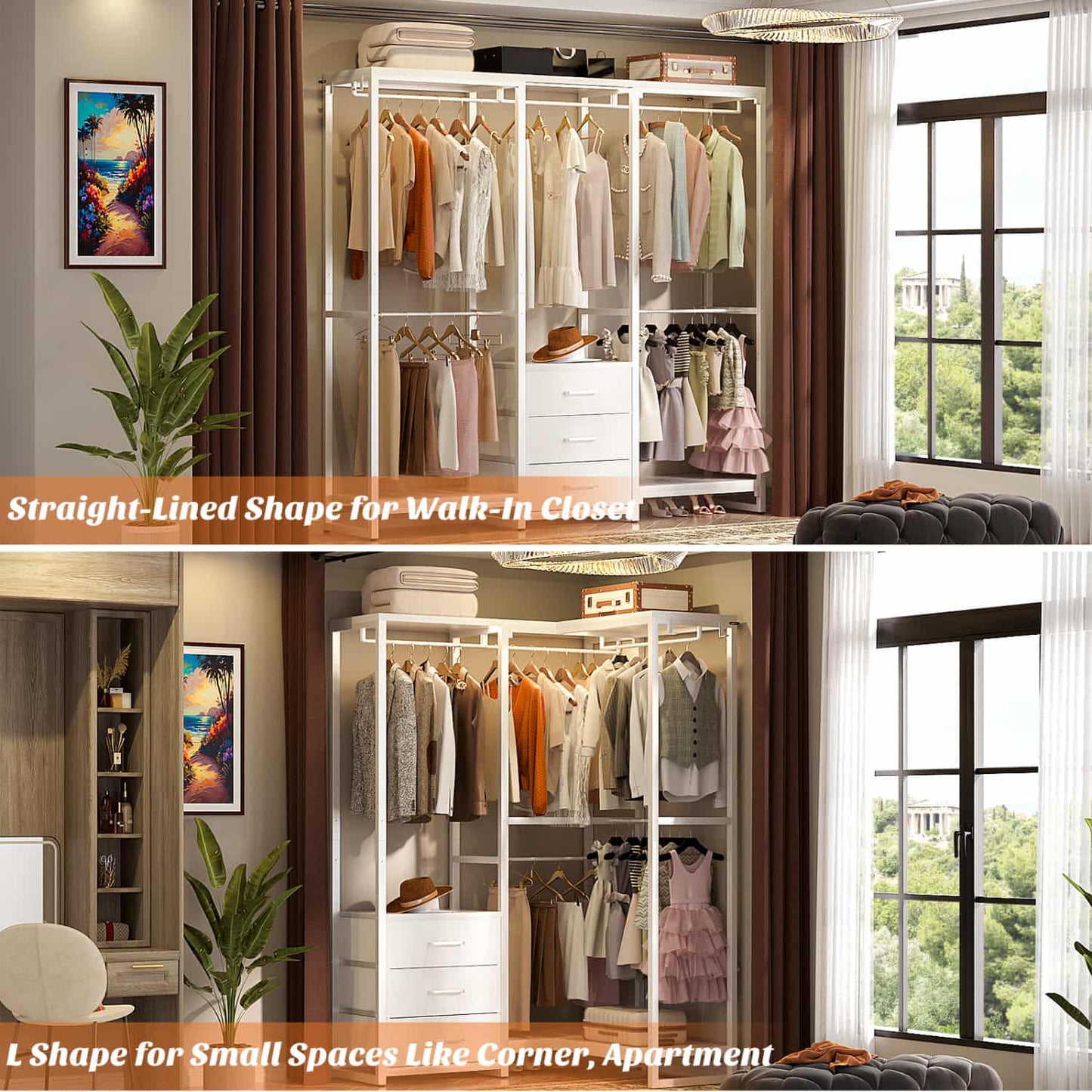 Clothing Rack with Fabric Drawers, Freestanding Closet Organizer