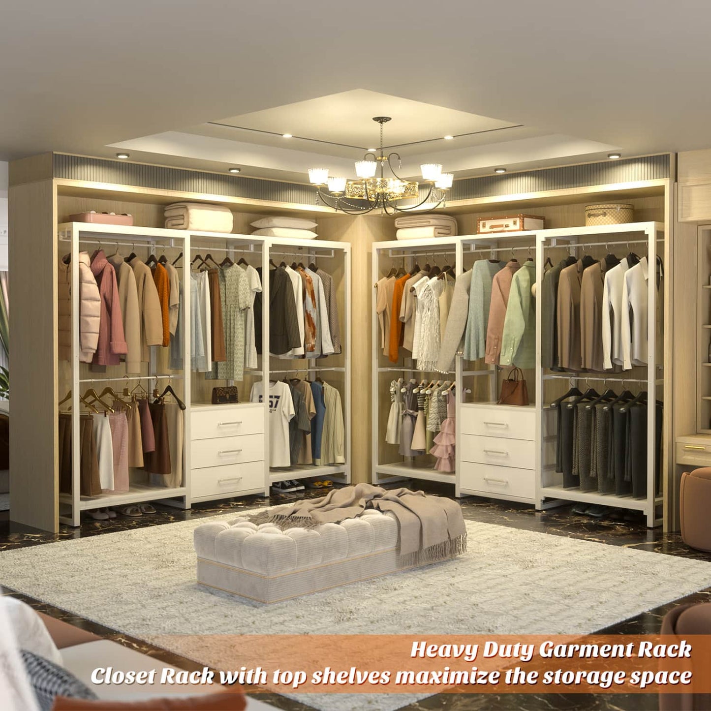 Clothing Rack with Fabric Drawers, Freestanding Closet Organizer