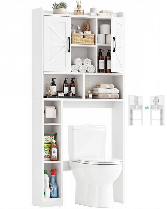 Farmhouse Over The Toilet Storage Cabinet with Barn Door, Reversible Side