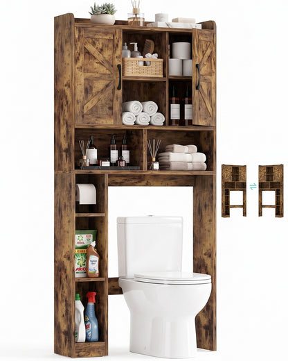 Farmhouse Over The Toilet Storage Cabinet with Barn Door, Reversible Side