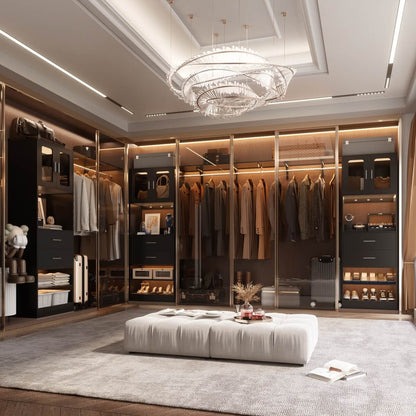 60 Inch Closet Organizer System Tower with Drawers & Big Wing Shelf