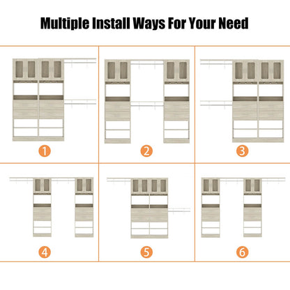41-120 Inch Adjustable Closet System with 4 Drawers and 2 Storage Cabinets, Set of 2
