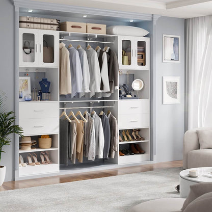 60 Inch Closet Organizer System Tower with Drawers & Big Wing Shelf