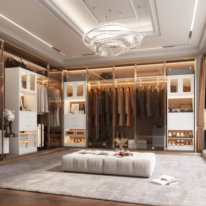 60 Inch Closet Organizer System Tower with Drawers & Big Wing Shelf