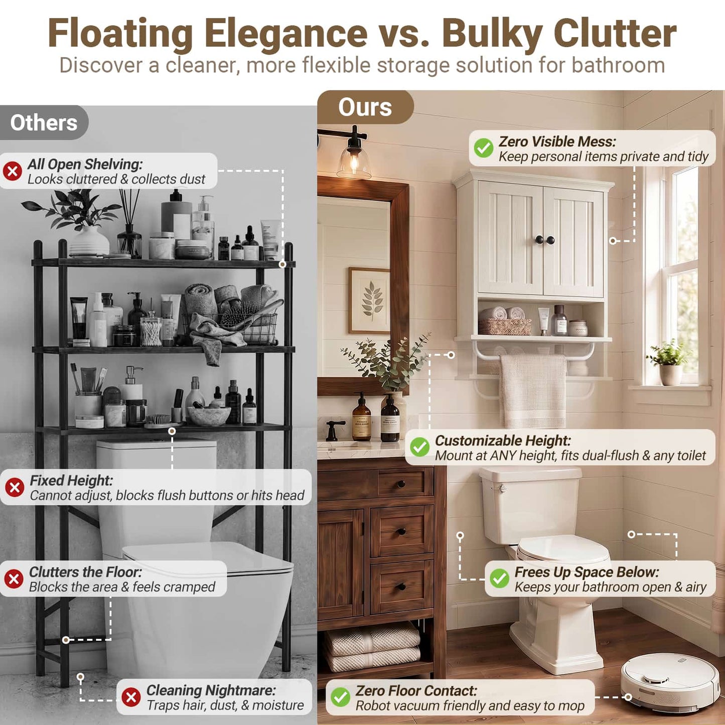 Farmhouse Bathroom Wall Medicine Cabinet with Removable Towel Bar