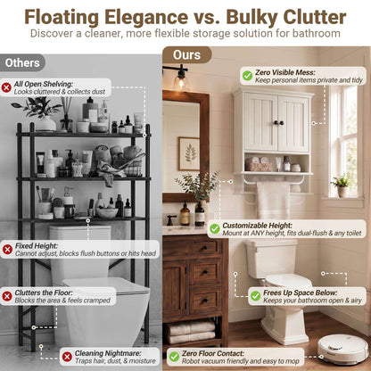 Farmhouse Bathroom Wall Medicine Cabinet with Removable Towel Bar