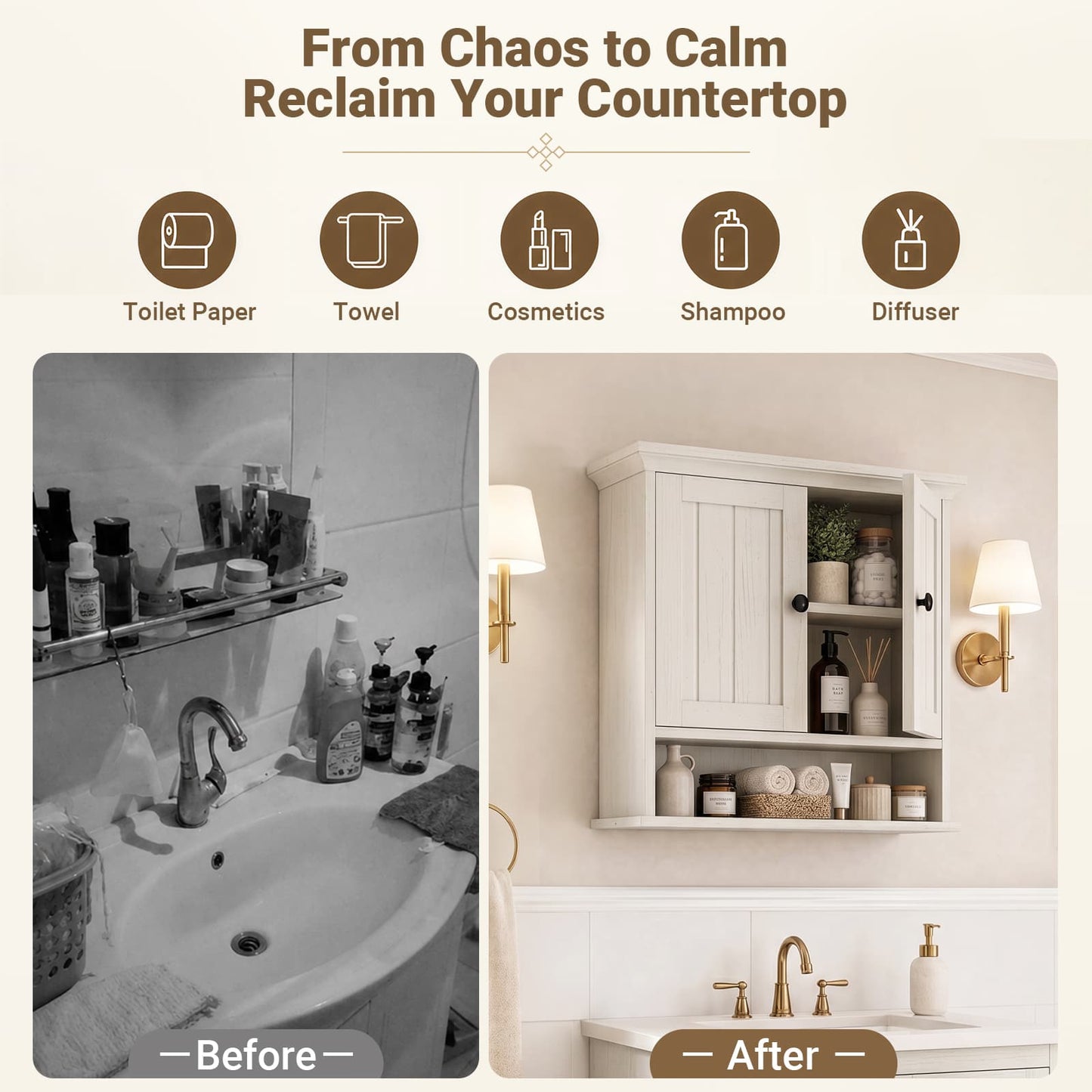 Farmhouse Bathroom Wall Medicine Cabinet with Removable Towel Bar