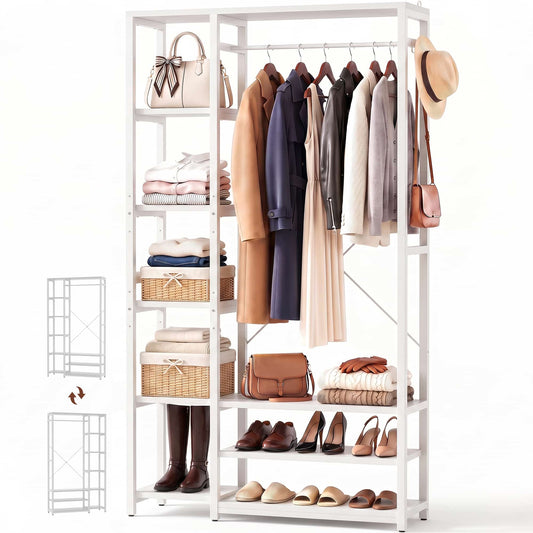 70.9" Tall Clothing Racks for Hanging Clothes, 11.8" Slim Depth for Tight