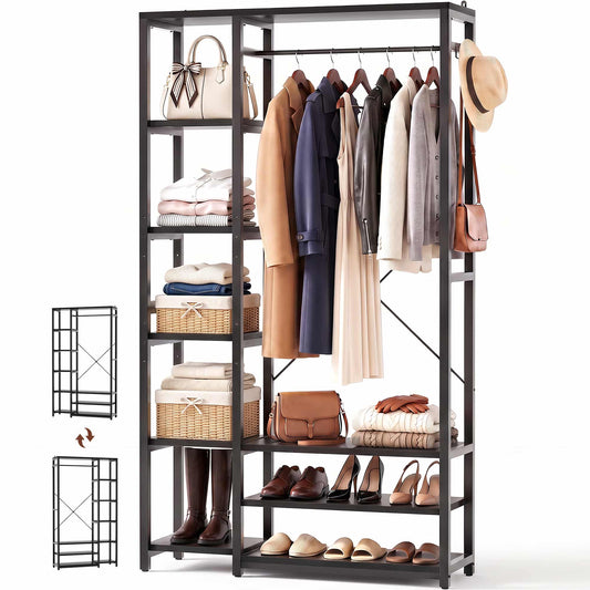 70.9" Tall Clothing Racks for Hanging Clothes, 11.8" Slim Depth for Tight