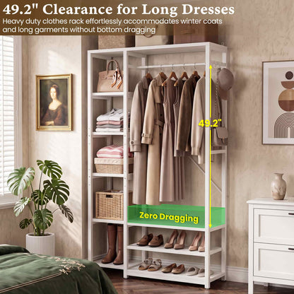70.9" Tall Clothing Racks for Hanging Clothes, 11.8" Slim Depth for Tight