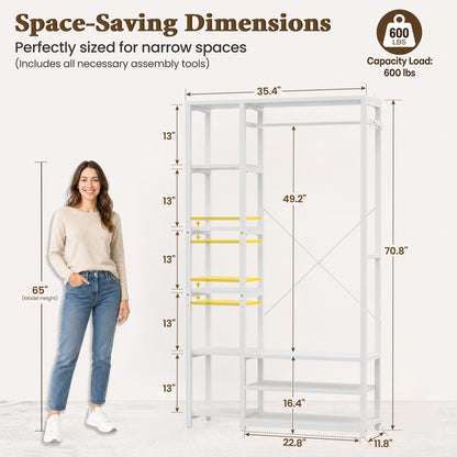 70.9" Tall Clothing Racks for Hanging Clothes, 11.8" Slim Depth for Tight