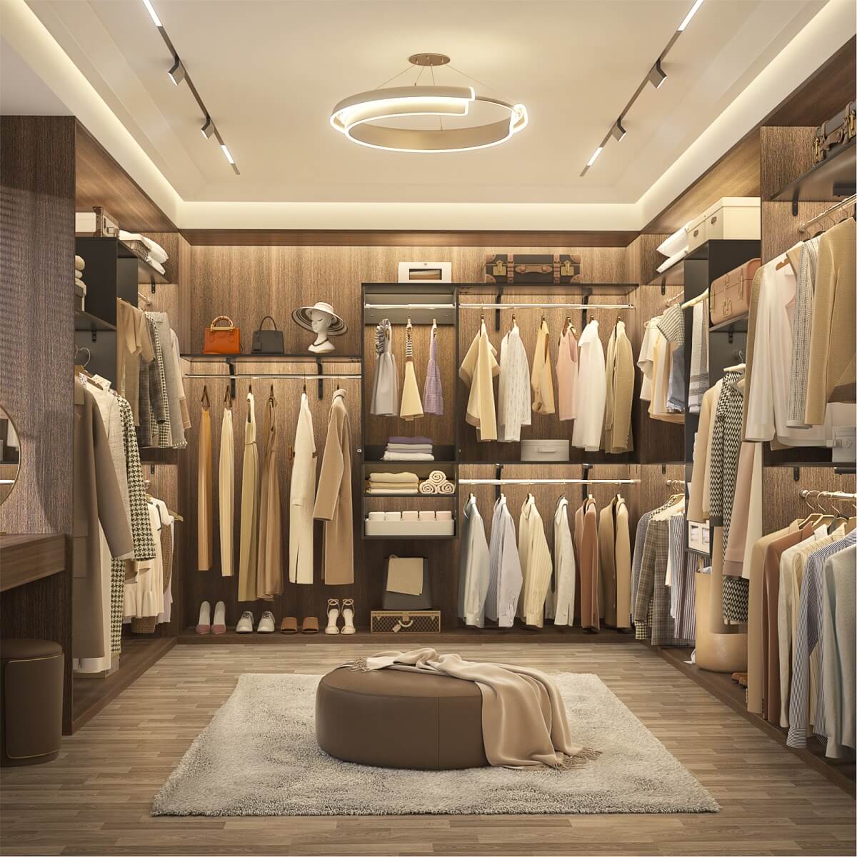 8FT Wall Mounted Hanging Closet System with 3 Shelving Towers