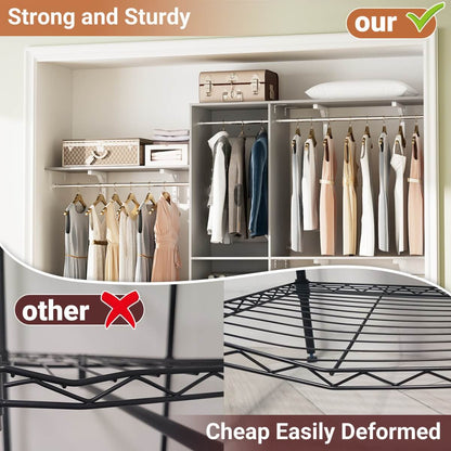 8FT Wall Mounted Hanging Closet System with 3 Shelving Towers