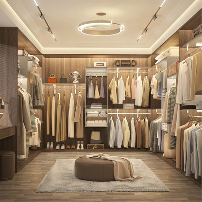 8FT Wall Mounted Hanging Closet System with 3 Shelving Towers