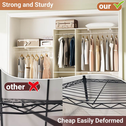 8FT Wall Mounted Hanging Closet System with 3 Shelving Towers