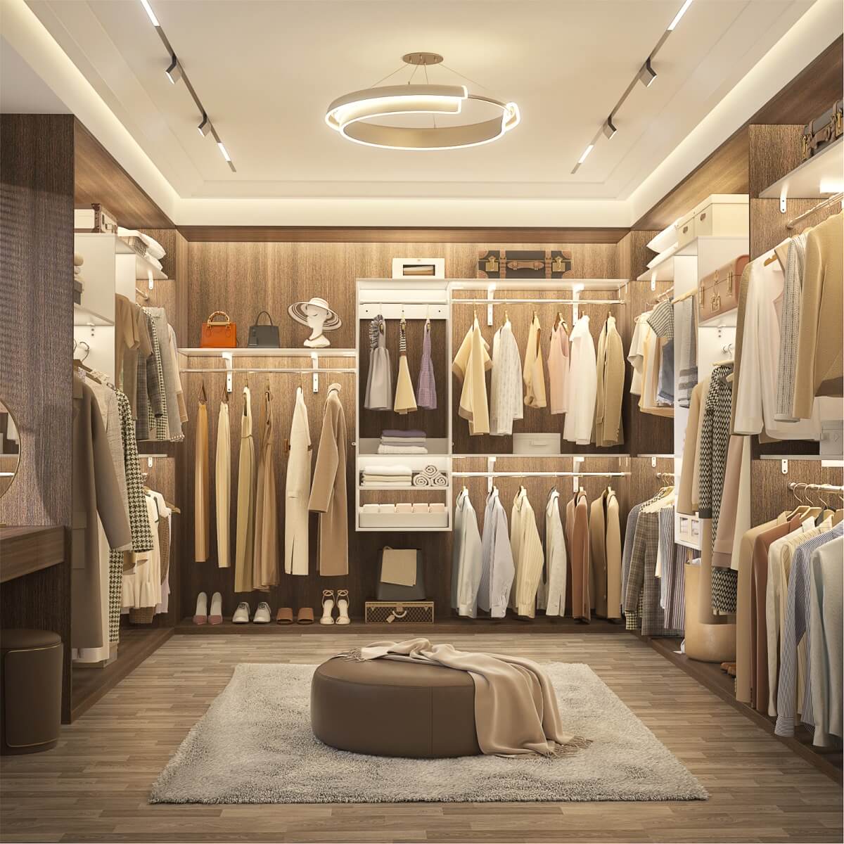 8FT Wall Mounted Hanging Closet System with 3 Shelving Towers