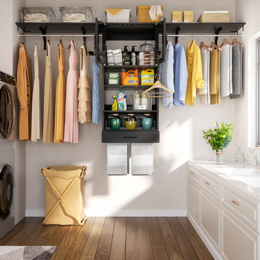 65'' Width Wall Cabinet with Hanging Rods and Drawer