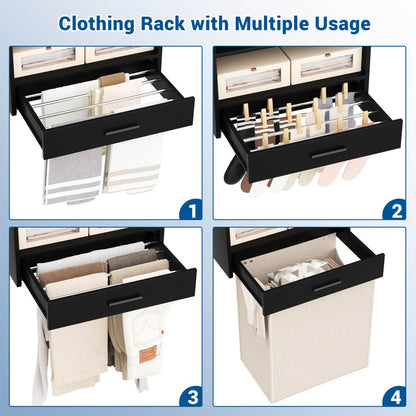 65'' Width Wall Cabinet with Hanging Rods and Drawer