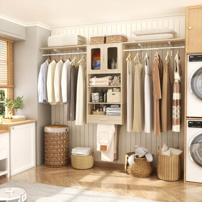 65'' Width Wall Cabinet with Hanging Rods and Drawer