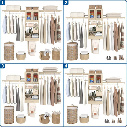65'' Width Wall Cabinet with Hanging Rods and Drawer