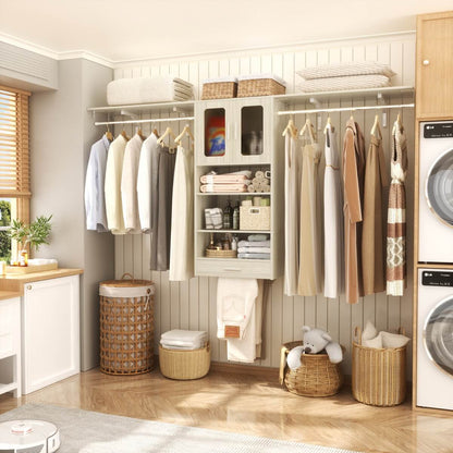 65'' Width Wall Cabinet with Hanging Rods and Drawer