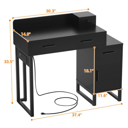 Makeup Vanity Desk with 4 Drawers, Built in Power Outlet