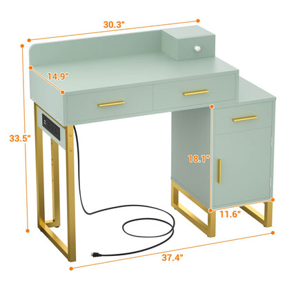 Makeup Vanity Desk with 4 Drawers, Built in Power Outlet