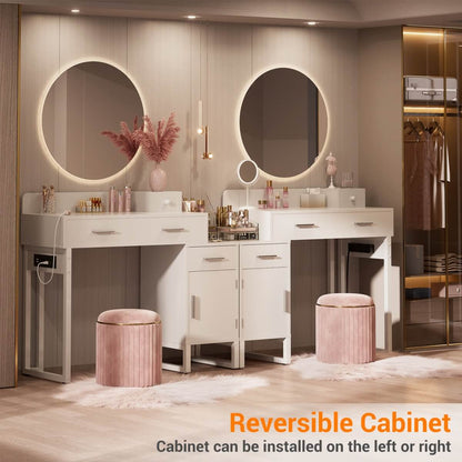 Makeup Vanity Desk with 4 Drawers, Built in Power Outlet