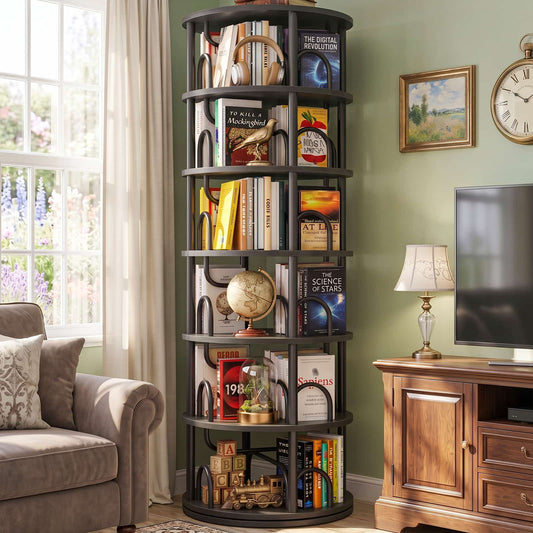 6 Tier Rotating Bookshelf Tower