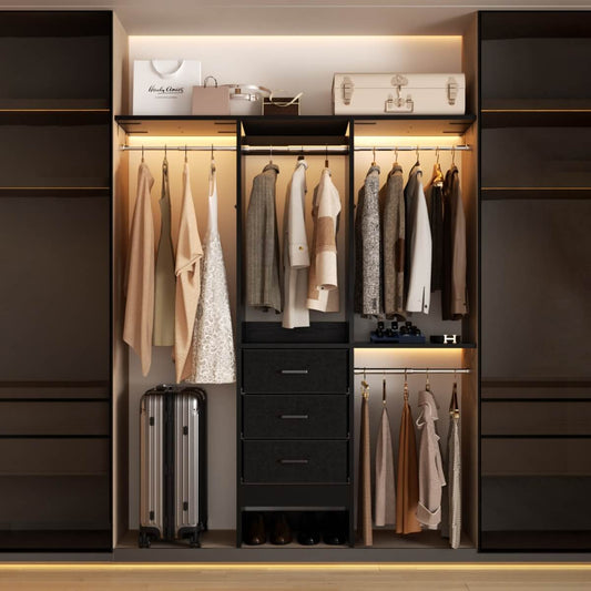 4FT Small Closet System with 3 Fabric Drawers