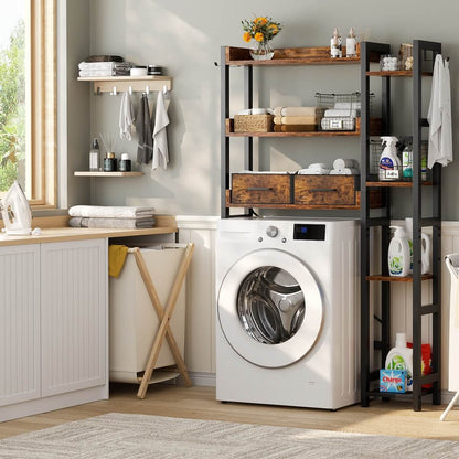 7 Tier Over The Toilet Storage with 2 Drawers, Shelf Adjustable
