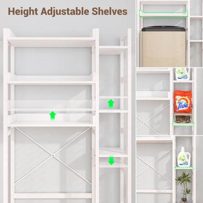 7 Tier Over The Toilet Storage with 2 Drawers, Shelf Adjustable