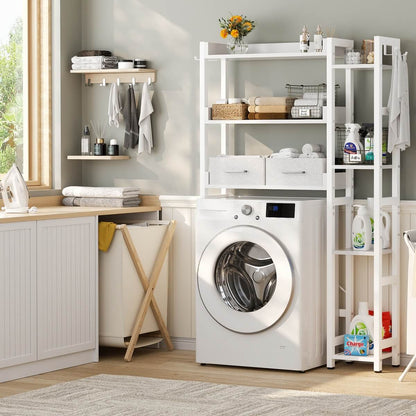 7 Tier Over The Toilet Storage with 2 Drawers, Shelf Adjustable