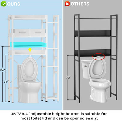 7 Tier Over The Toilet Storage with 2 Drawers, Shelf Adjustable