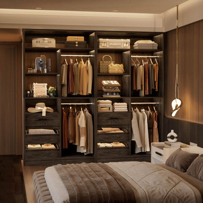 36 Inch Freestanding Walk In Closet System with 2 Drawers & Hanging Rods