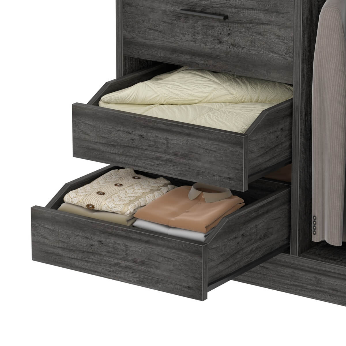 36 Inch Freestanding Walk In Closet System with 2 Drawers & Hanging Rods