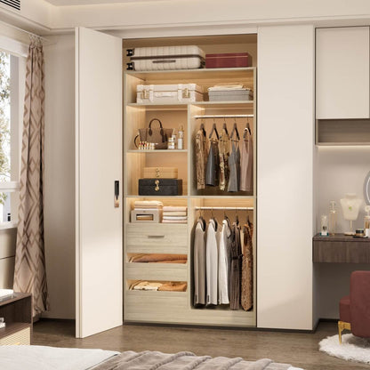36 Inch Freestanding Walk In Closet System with 2 Drawers & Hanging Rods