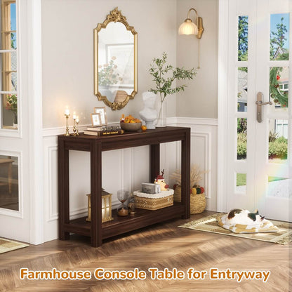 32 Inch Small Farmhouse Wood  Narrow Console Table