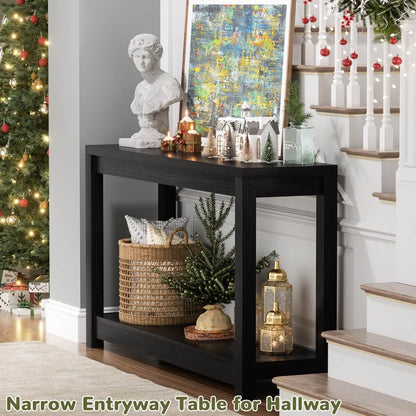32 Inch Small Farmhouse Wood  Narrow Console Table