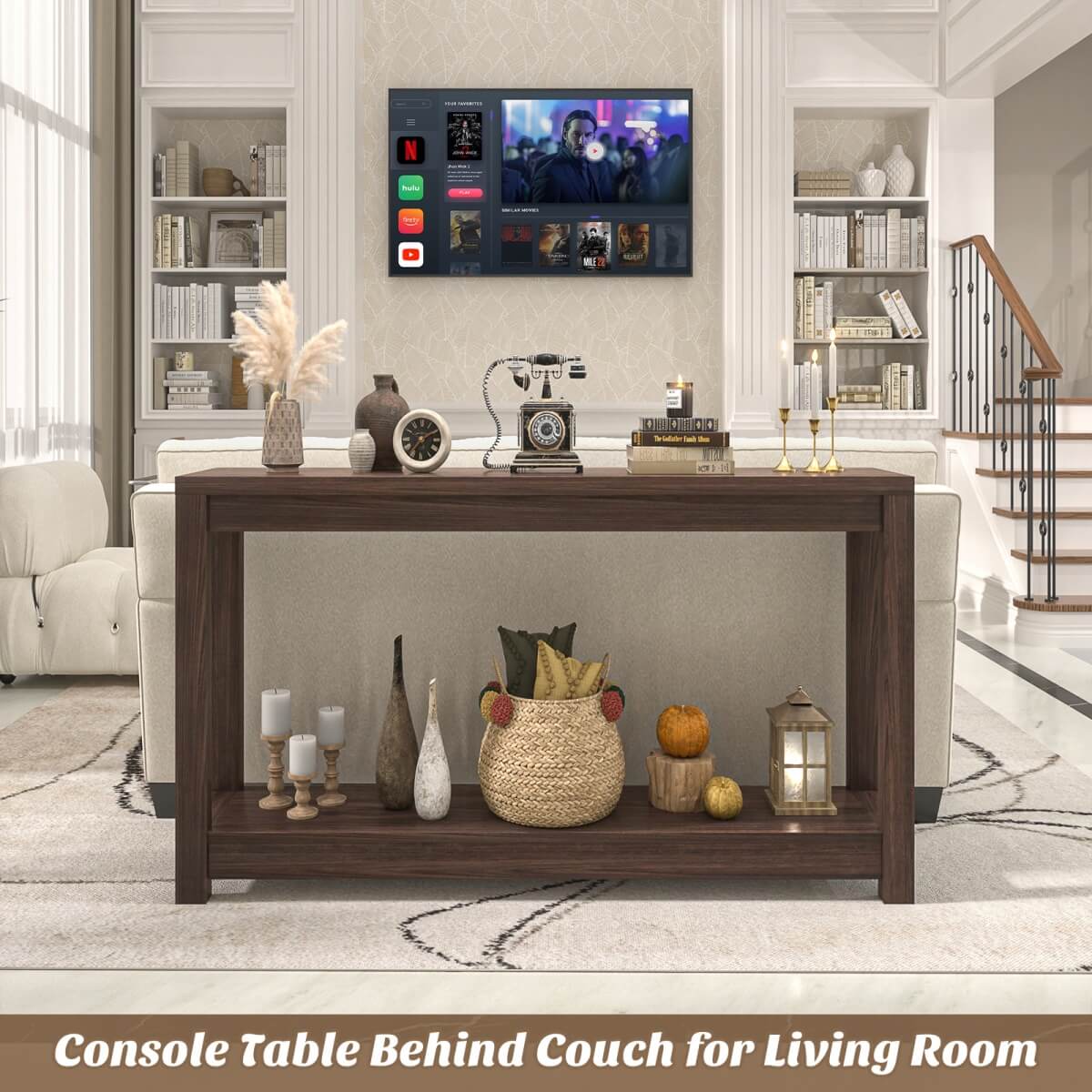 47" Farmhouse Wood Narrow Console Table for Entryway