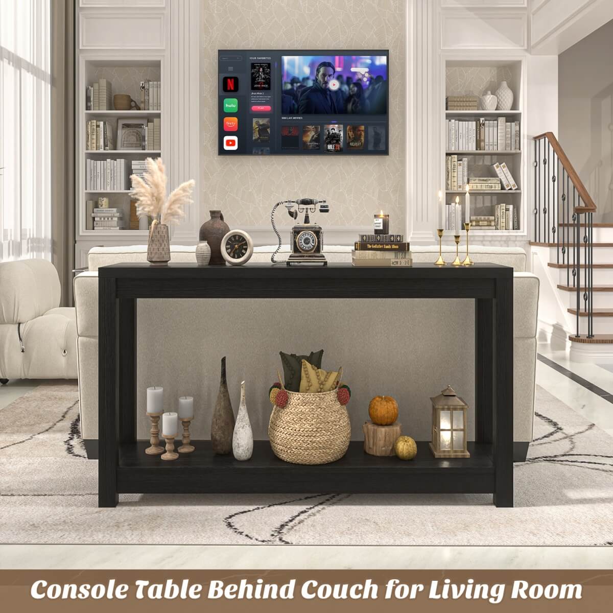 47" Farmhouse Wood Narrow Console Table for Entryway