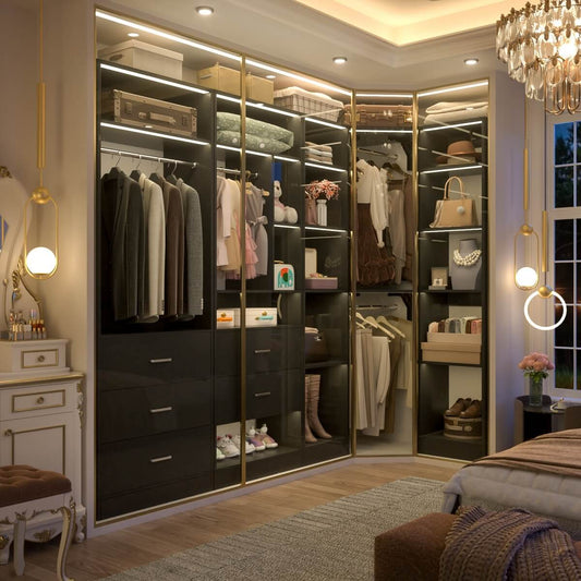 87.2 Inch Freestanding Closet System with Drawers and Hanging Rods, Set of 3
