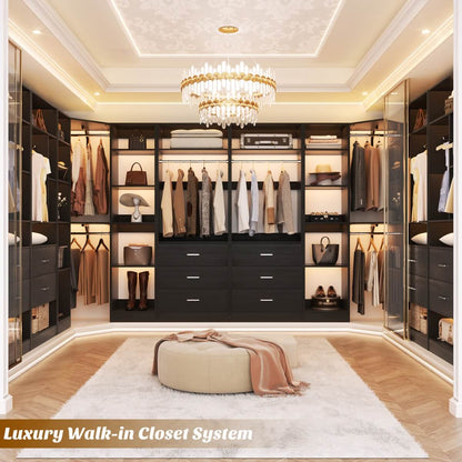 87.2 Inch Freestanding Closet System with Drawers and Hanging Rods, Set of 3