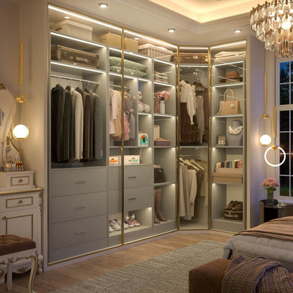 87.2 Inch Freestanding Closet System with Drawers and Hanging Rods, Set of 3