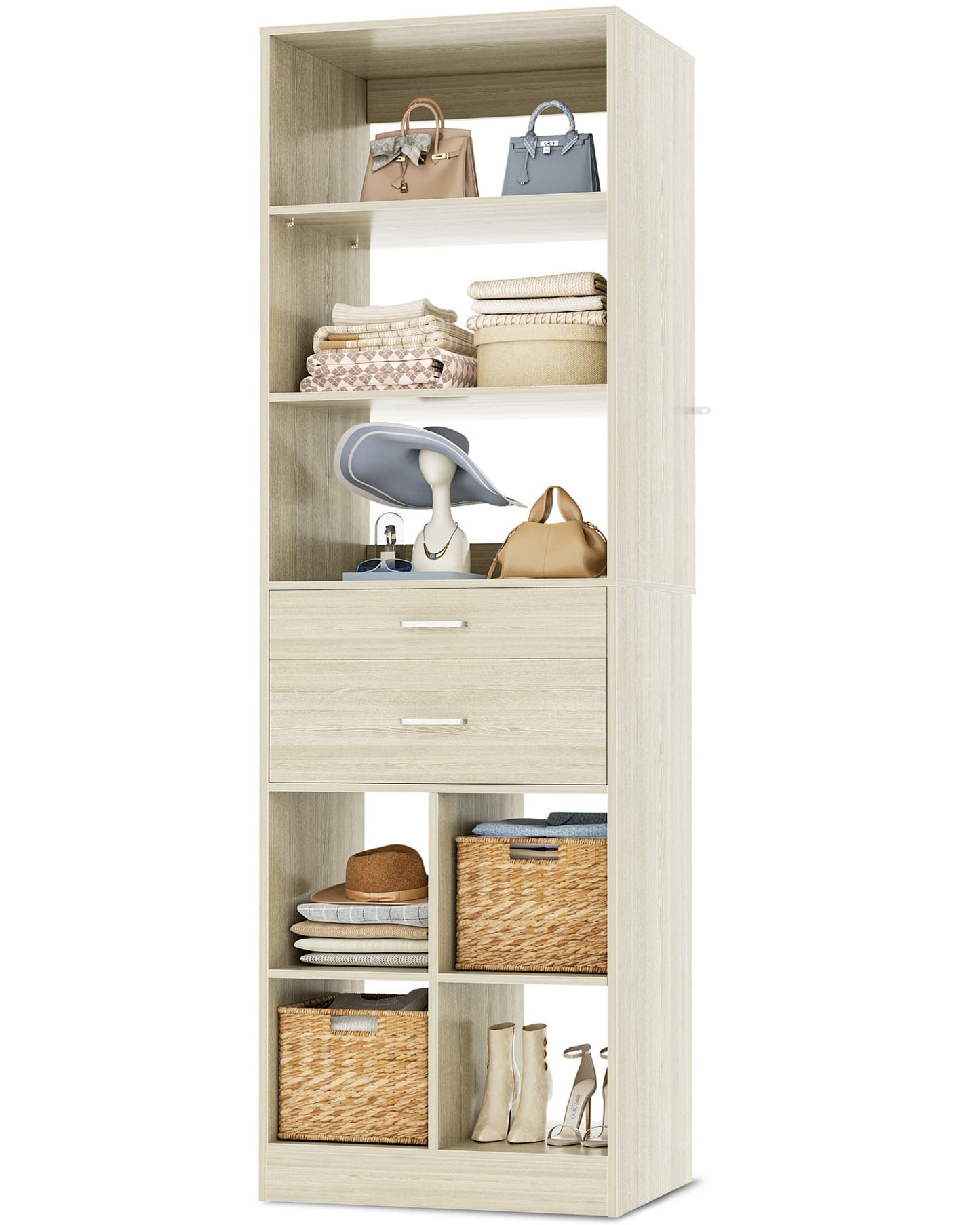 18.9" Closet System with Drawers, Small Closet Organizer for Walk in Closet