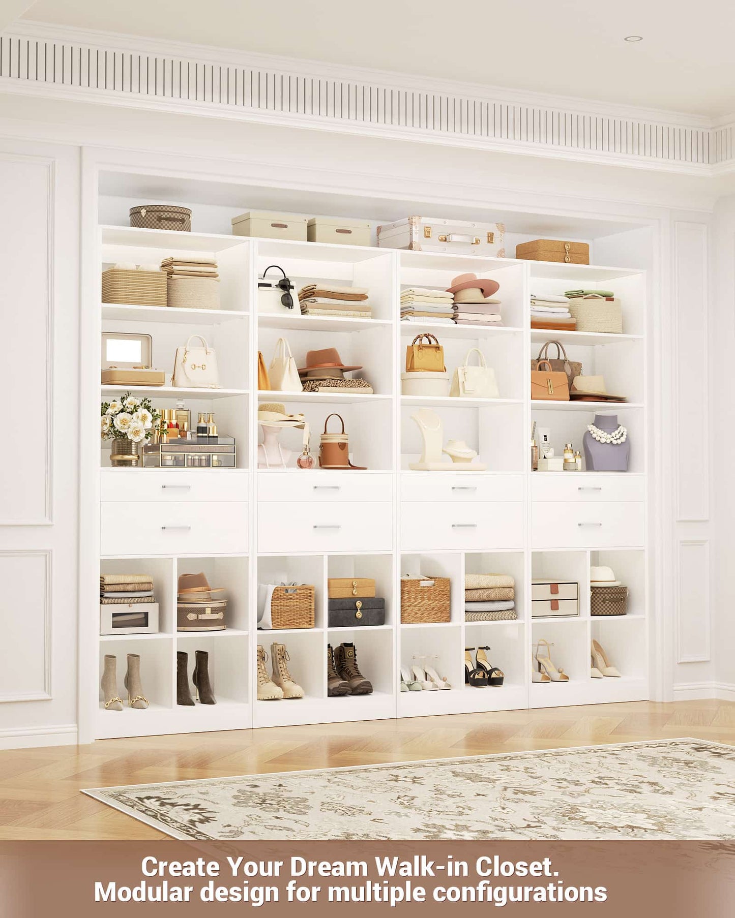 22" Closet System with Drawers, Small Closet Organizer for Walk in Closet