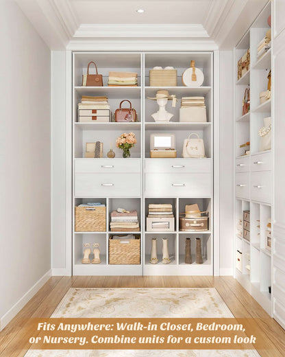 18.9" Closet System with Drawers, Small Closet Organizer for Walk in Closet
