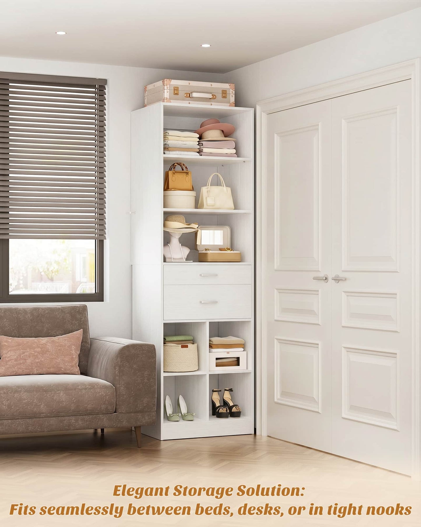 18.9" Closet System with Drawers, Small Closet Organizer for Walk in Closet