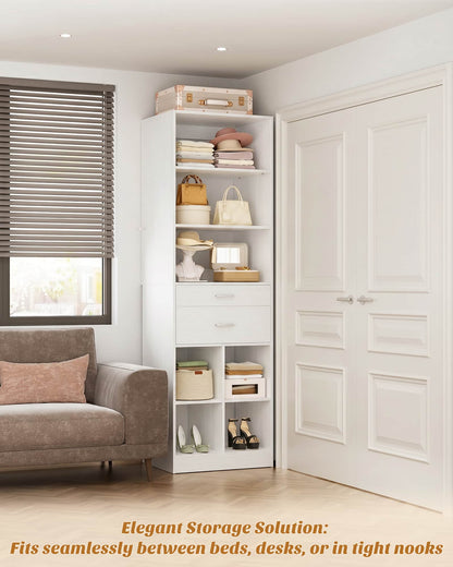 18.9" Closet System with Drawers, Small Closet Organizer for Walk in Closet