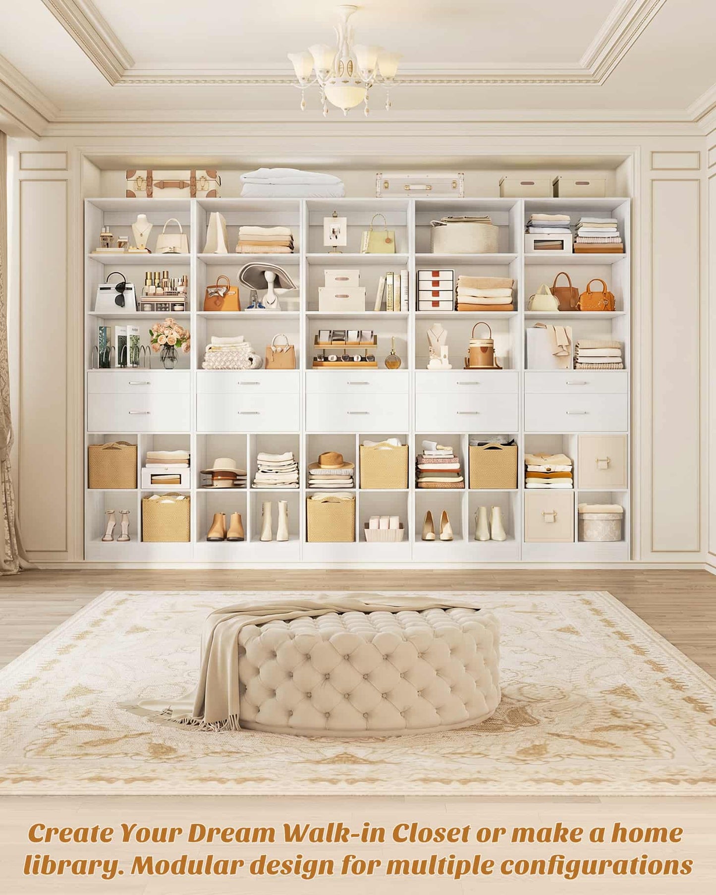 18.9" Closet System with Drawers, Small Closet Organizer for Walk in Closet